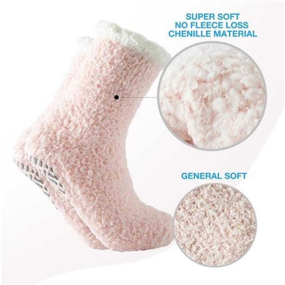 Fuzzy Socks for Women with Grips,Warm Fuzzy Socks Sleep Cozy socks Winter Soft - Picture 4 of 7
